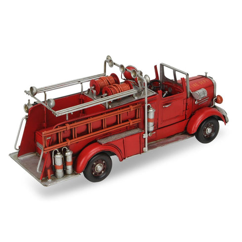 7" Red Metal Truck Hand Painted Figurine Sculpture