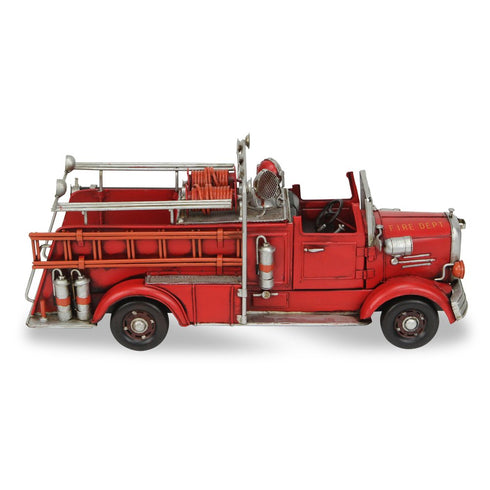 7" Red Metal Truck Hand Painted Figurine Sculpture