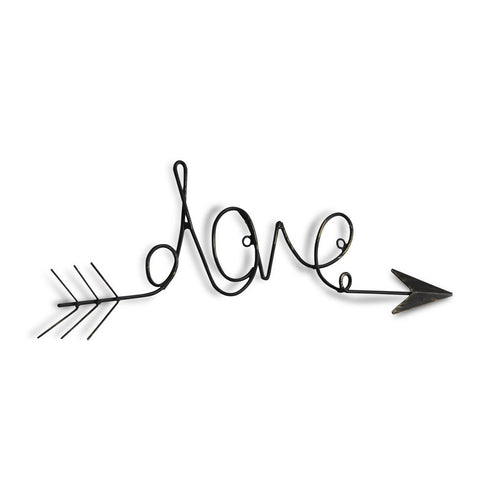 8" X 25" Dark Gray Handcrafted Love Arrow Metal Wall Decor