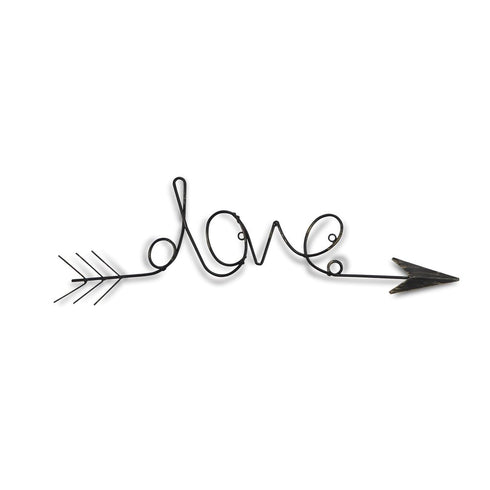 8" X 25" Dark Gray Handcrafted Love Arrow Metal Wall Decor
