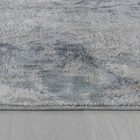 5' X 8' Blue And Gray Abstract Area Rug