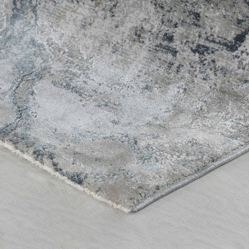 5' X 8' Blue And Gray Abstract Area Rug
