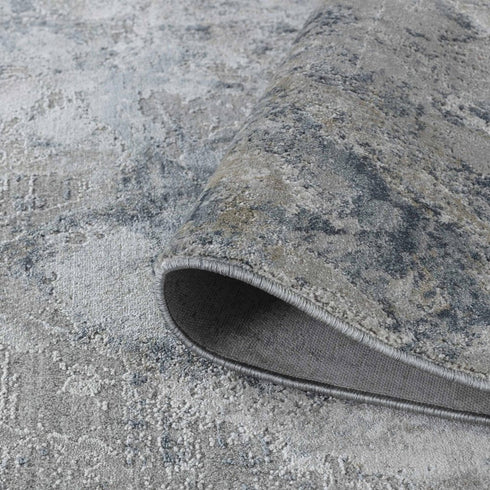 5' X 8' Blue And Gray Abstract Area Rug