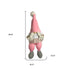 30" Pink and White Fabric Christmas Standing Gnome Tabletop Sculpture