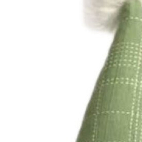 30" Green and White Fabric Christmas Standing Gnome Tabletop Sculpture
