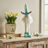 23" Blue and White Fabric Standing Bunny Gnome Tabletop Sculpture