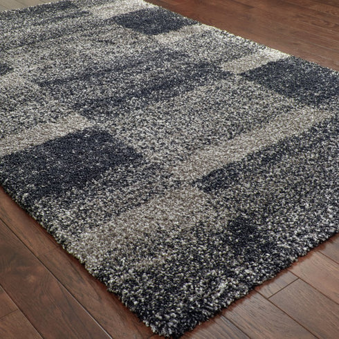 8' X 11' Gray Geometric Shag Power Loom Area Rug
