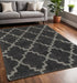 8' X 11' Charcoal And Grey Geometric Shag Power Loom Stain Resistant Area Rug