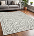 8' X 11' Gray And White Floral Distressed Area Rug