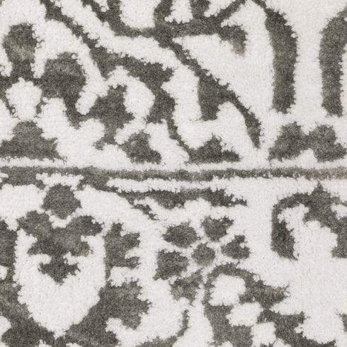 8' X 11' Gray And White Floral Distressed Area Rug