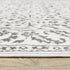 8' X 11' Gray And White Floral Distressed Area Rug