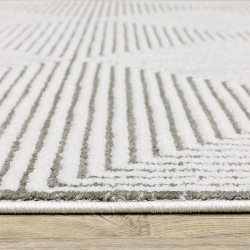 8' X 11' Gray And White Geometric Distressed Area Rug