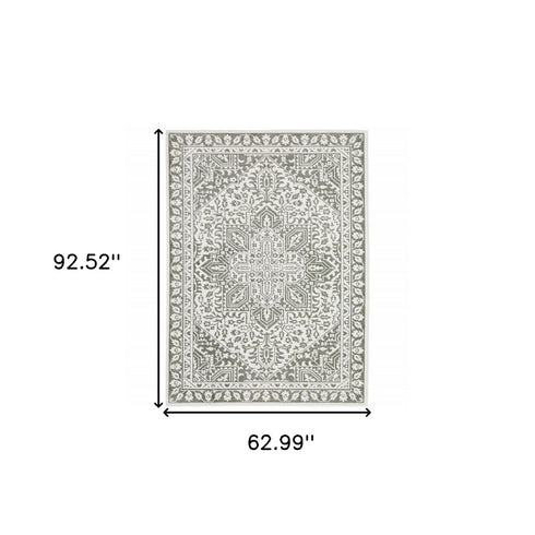 8' X 11' Gray And White Oriental Distressed Area Rug