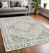 8' X 11' Gray And White Oriental Distressed Area Rug