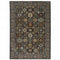 8' X 11' Blue And Beige Oriental Area Rug With Fringe