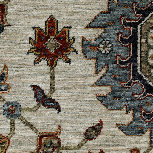 8' X 11' Ivory Red And Yellow Oriental Area Rug With Fringe