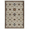 8' X 11' Ivory Red And Yellow Oriental Area Rug With Fringe
