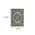 8' X 11' Blue And Beige Oriental Area Rug With Fringe