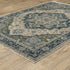 8' X 11' Blue And Beige Oriental Area Rug With Fringe