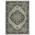 8' X 11' Blue And Beige Oriental Area Rug With Fringe