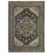8' X 11' Blue And Midnight Oriental Area Rug With Fringe