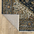 8' X 11' Blue And Midnight Oriental Area Rug With Fringe