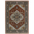 8' X 11' Red And Blue Oriental Area Rug With Fringe
