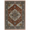 8' X 11' Red And Blue Oriental Area Rug With Fringe