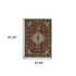 8' X 11' Red And Blue Oriental Area Rug With Fringe