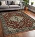 8' X 11' Red And Blue Oriental Area Rug With Fringe