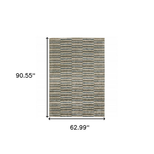 8' X 11' Teal Blue Geometric Power Loom Area Rug