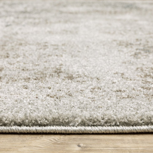 8' Beige And Gray Oriental Distressed Runner Rug