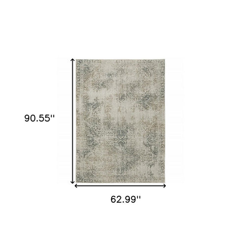 8' X 11' Gray Oriental Power Loom Area Rug
