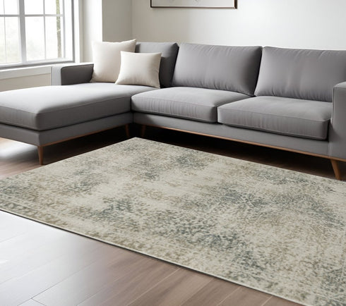 8' X 11' Gray Oriental Power Loom Area Rug