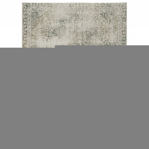 8' X 11' Gray Oriental Power Loom Area Rug