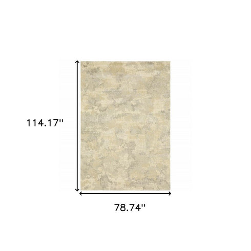 8' X 11' Grey Ivory Beige And Taupe Abstract Power Loom Stain Resistant Area Rug