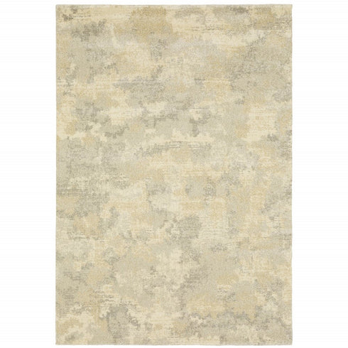 8' X 11' Grey Ivory Beige And Taupe Abstract Power Loom Stain Resistant Area Rug