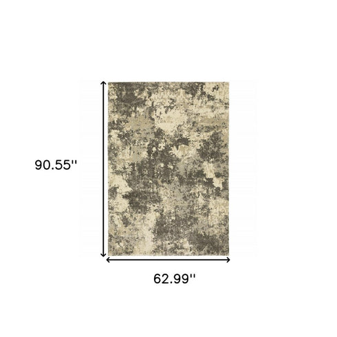 8' X 11' Gray And Beige Abstract Area Rug