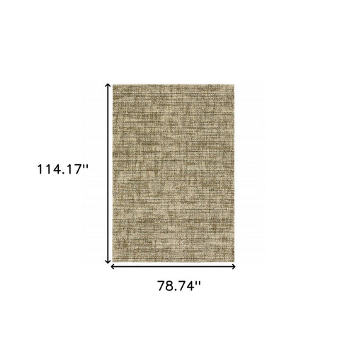 8' X 11' Beige Brown Tan And Blue Green Abstract Power Loom Stain Resistant Area Rug
