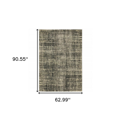 8' X 11' Charcoal Grey Beige And Tan Abstract Power Loom Stain Resistant Area Rug