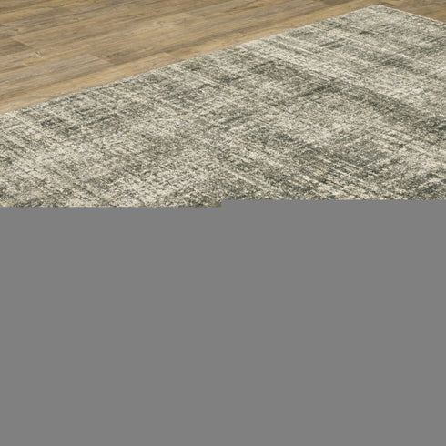 8' X 11' Charcoal Grey Beige And Tan Abstract Power Loom Stain Resistant Area Rug