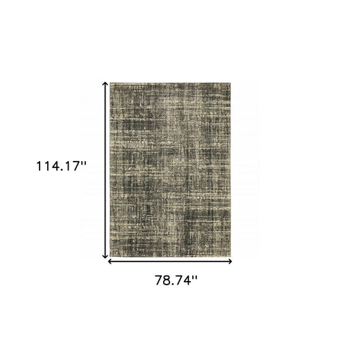 8' X 11' Charcoal Grey Beige And Tan Abstract Power Loom Stain Resistant Area Rug