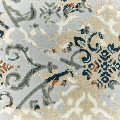 8' X 11' Gray And Gold Abstract Distressed Area Rug