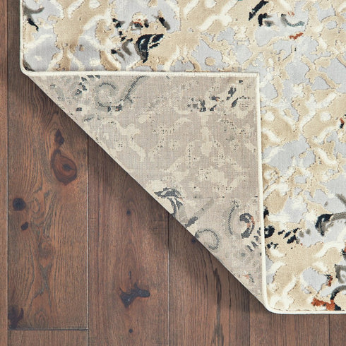8' X 11' Gray And Gold Abstract Distressed Area Rug