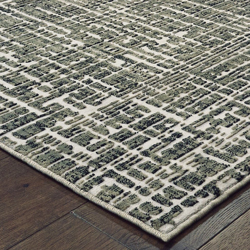 8' X 11' Gray And Ivory Abstract Area Rug