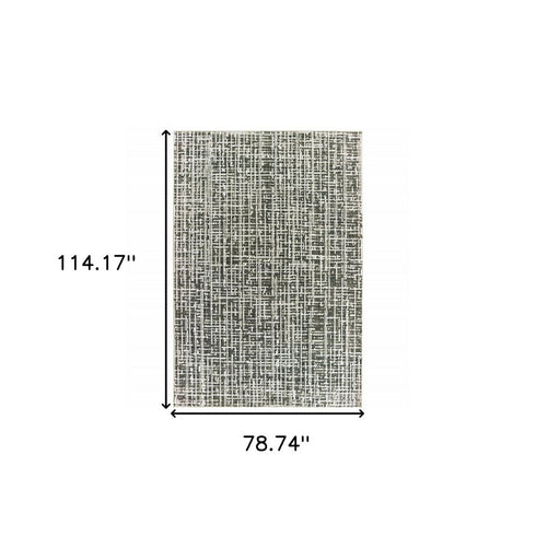 8' X 11' Gray And Ivory Abstract Area Rug