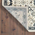 8' X 11' Ivory And Navy Blue Oriental Area Rug