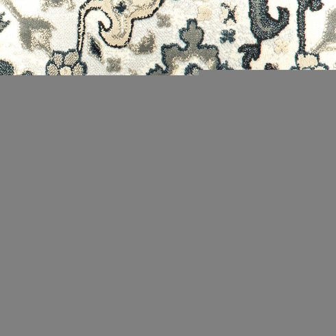 8' X 11' Ivory And Navy Blue Oriental Area Rug
