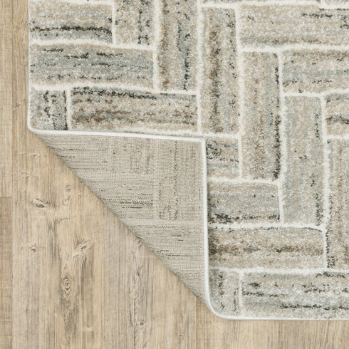 8' X 11' Ivory And Beige Geometric Area Rug