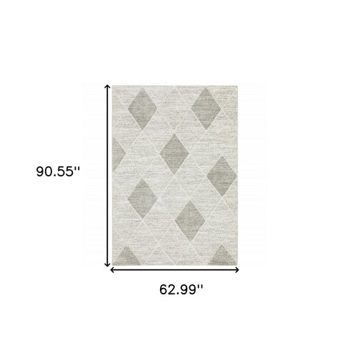 8' X 11' Gray And Ivory Geometric Area Rug